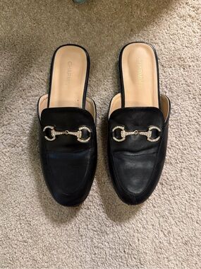 Charvimy Black Leather Slip-On Loafers Gold Horse Bit Detail 7